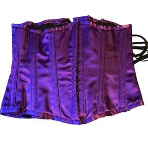 Vintage Goth Underbust Purple Satin Corset Adjustable Lace Up Back NWT